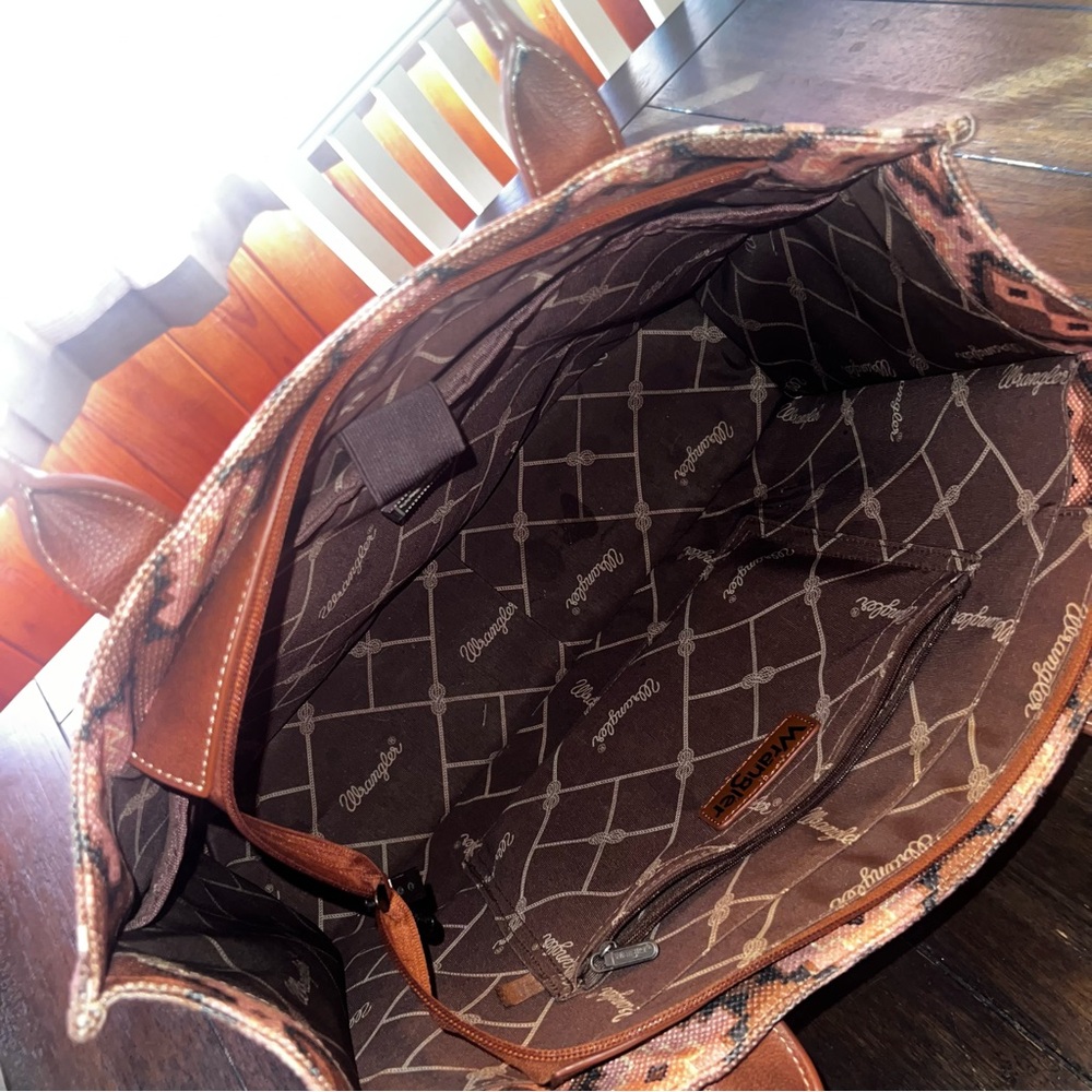 Wrangler Geometric Brown and Pink Tote - Picture 4 of 4